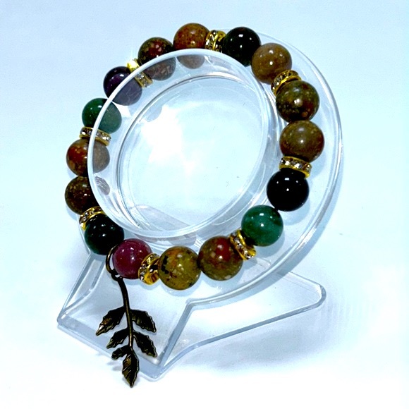 Handmade Tree Branch Charm Bracelet with Natural Indian Agate Stones! - Picture 3 of 6